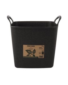 Seau de jardin flexible carré recyclé post-consommation 16 litres noir