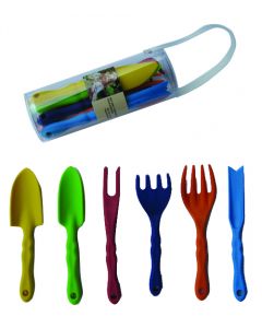 Set outils de jardin pour enfants, 6 pieces dans un etui plastique