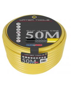 Gele slang 1/2" 50m, getricoteerd high twist resistant