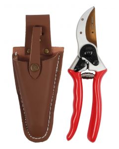 Snoeischaar - Titanium - Voorbijsnijdend - High Quality - Met lederen holster - 21 cm